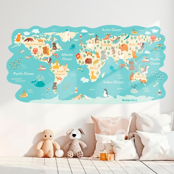 GOODS+GADGETS Carte du Monde panoramique pour Enfants XXL en français -  140x100cm Décoration Murale Chambre Enfant; Entièrement dessinée et  coloriée à la Main : : Fournitures de bureau