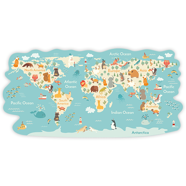 Stickers pour enfants: Carte du monde Les animaux dans le monde 0