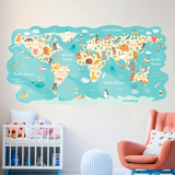 Stickers pour enfants: Carte du monde Les animaux dans le monde 3