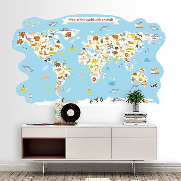 Stickers pour enfants: Carte du monde avec animaux 1