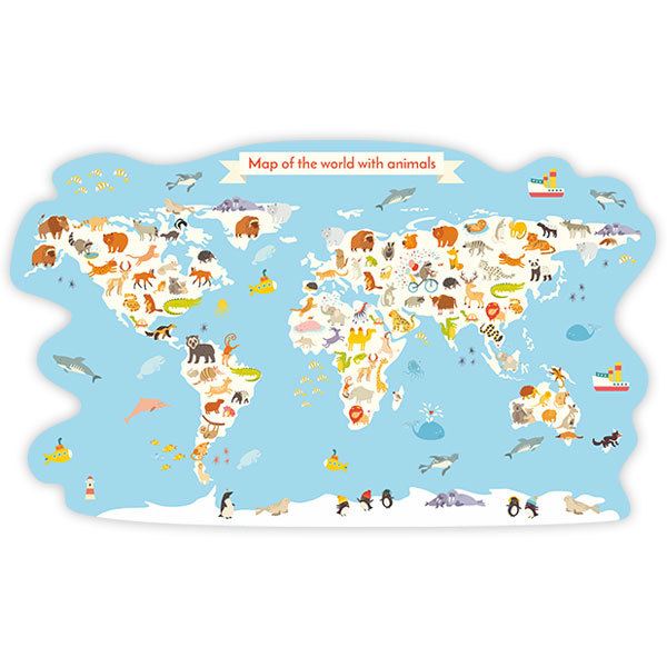 Stickers pour enfants: Carte du monde avec animaux