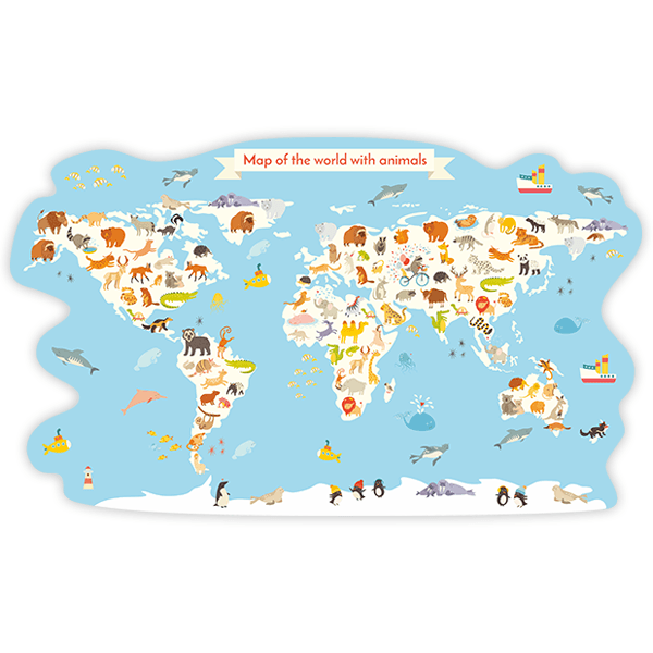 Stickers pour enfants: Carte du monde avec animaux 0