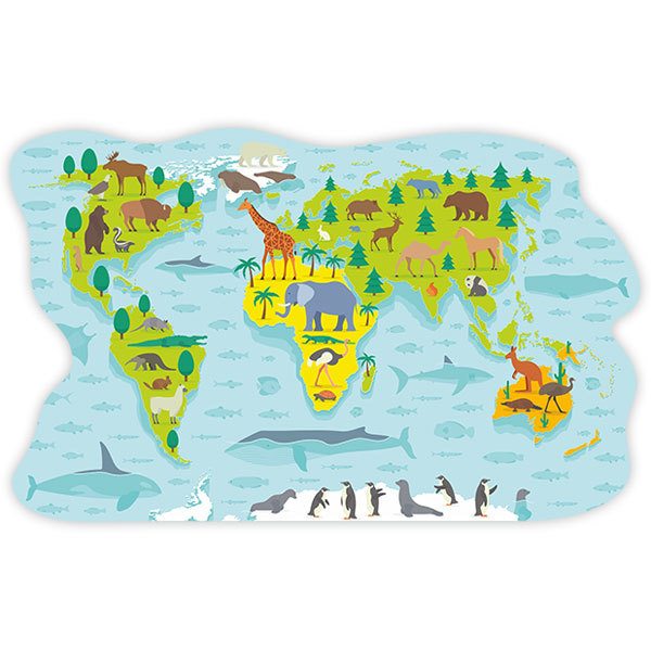 Stickers pour enfants: Carte du monde des animaux typiques