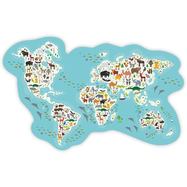 Stickers pour enfants: Carte mondiale des principaux animaux