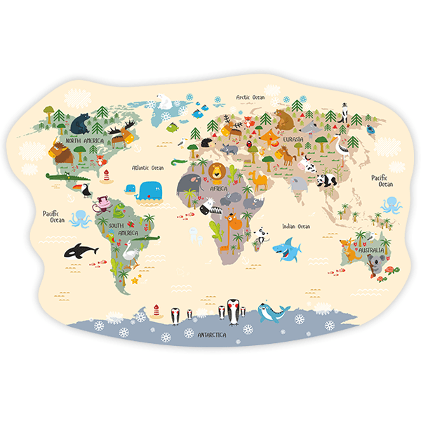Stickers pour enfants: Carte du monde des animaux amusants