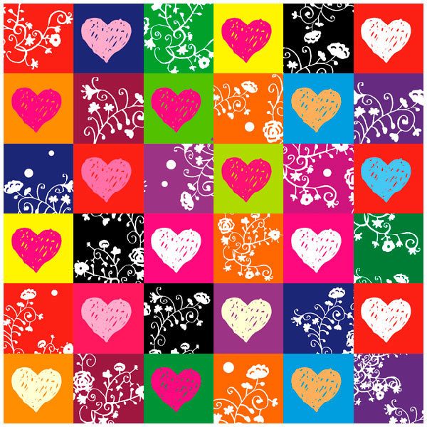 Stickers muraux: Coeurs colorés