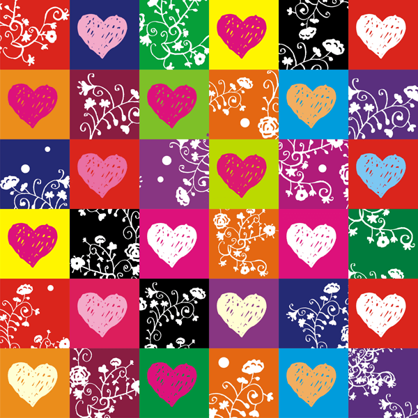 Stickers muraux: Coeurs colorés