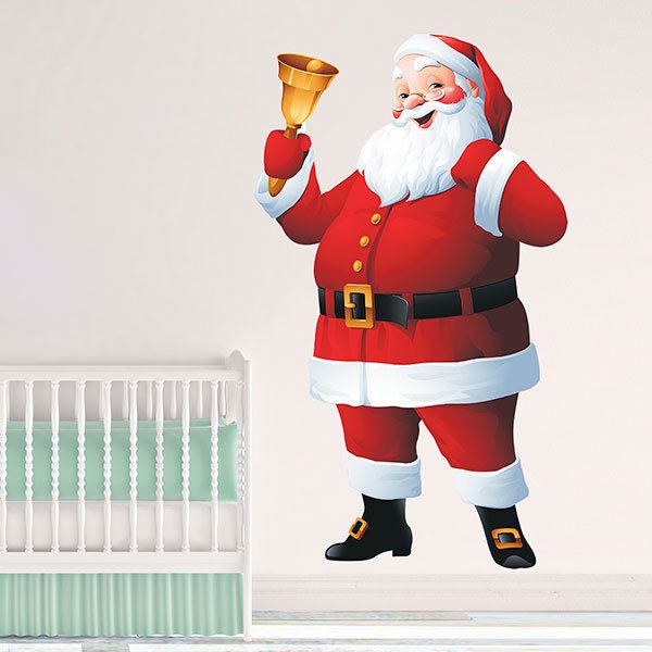 Stickers muraux: Le Père Noël avec sa clochette