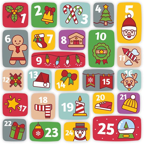 Stickers muraux: Calendrier de l'Avent pour enfants