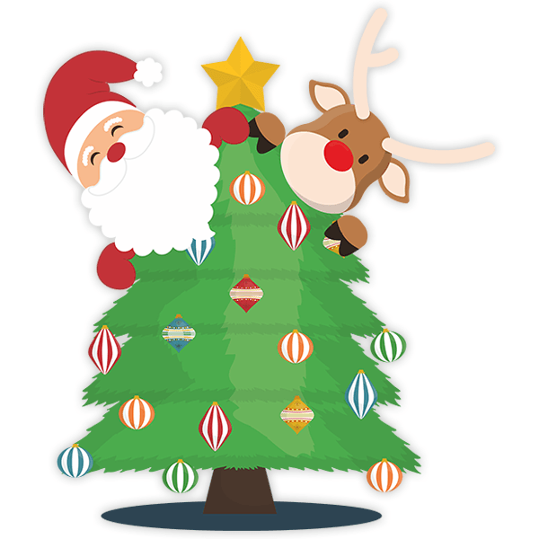 Stickers muraux: Père Noël et Rudolf dans l 0