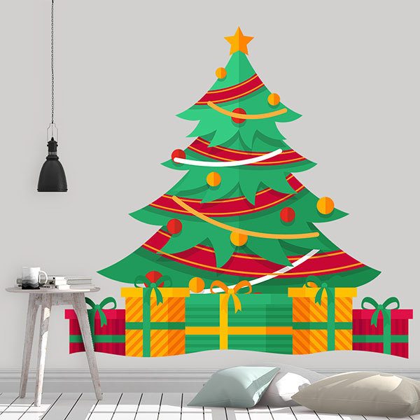 Stickers muraux: Arbre à cadeaux de Noël