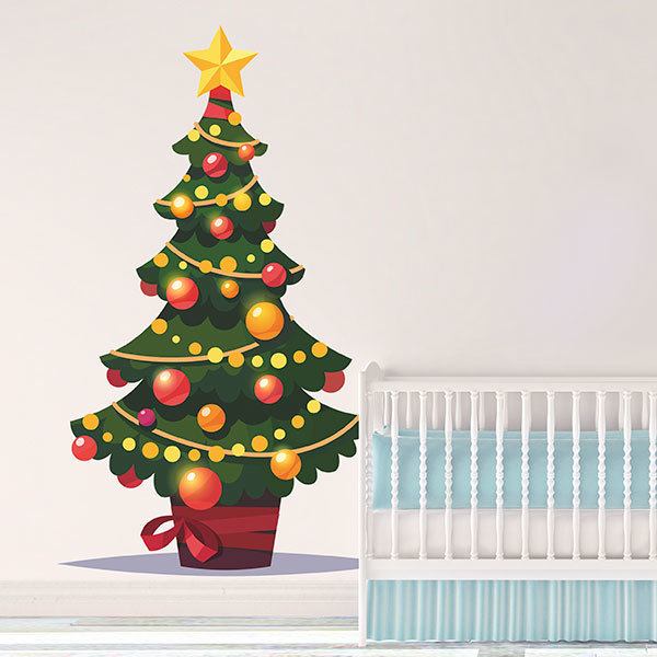 Stickers muraux: Arbre avec décoration de Noël