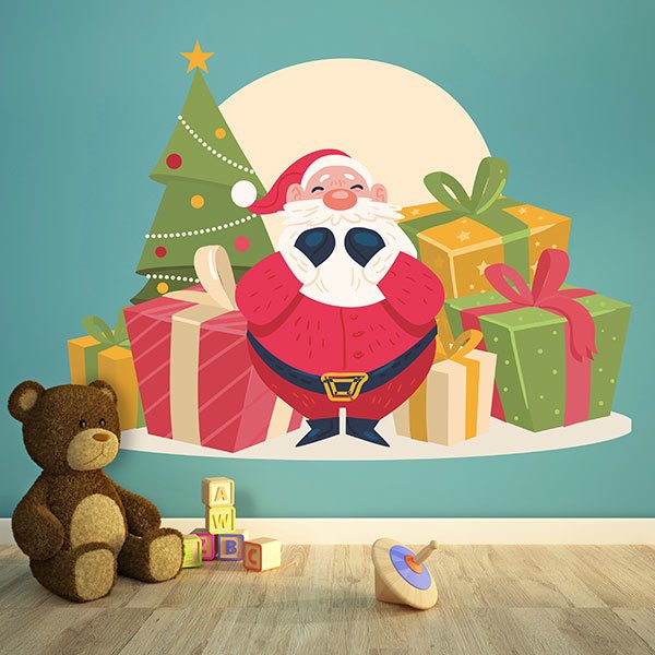 Stickers muraux: Père Noël avec des cadeaux 1