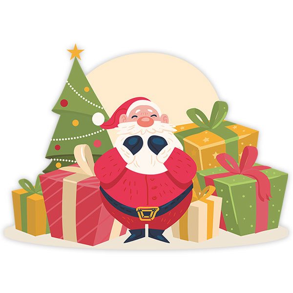 Stickers muraux: Père Noël avec des cadeaux
