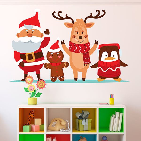 Stickers muraux: Le Père Noël et ses amis