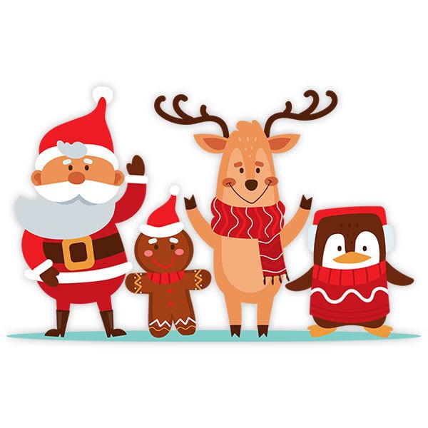 Stickers muraux: Le Père Noël et ses amis