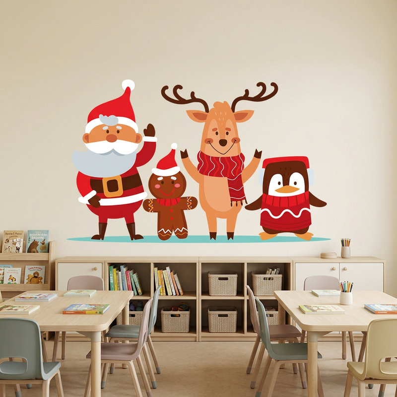 Stickers muraux: Le P&egrave;re No&euml;l et ses amis