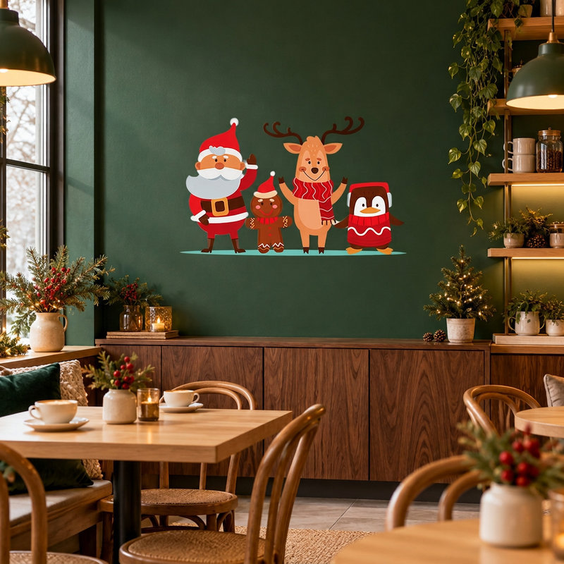 Stickers muraux: Le P&egrave;re No&euml;l et ses amis