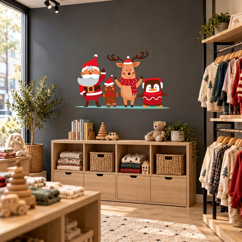 Stickers muraux: Le P&egrave;re No&euml;l et ses amis