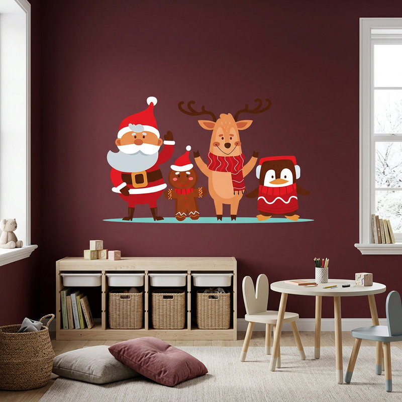 Stickers muraux: Le P&egrave;re No&euml;l et ses amis