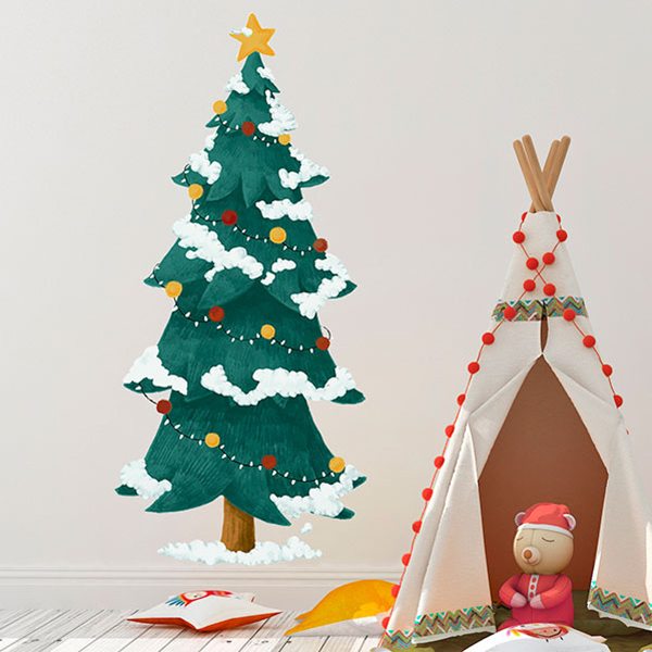 Stickers muraux: Épinette de Noël enneigée