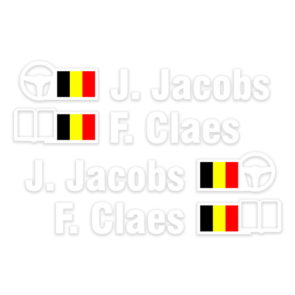 Autocollants: Nom et Drapeau de Belgique en Style Rally