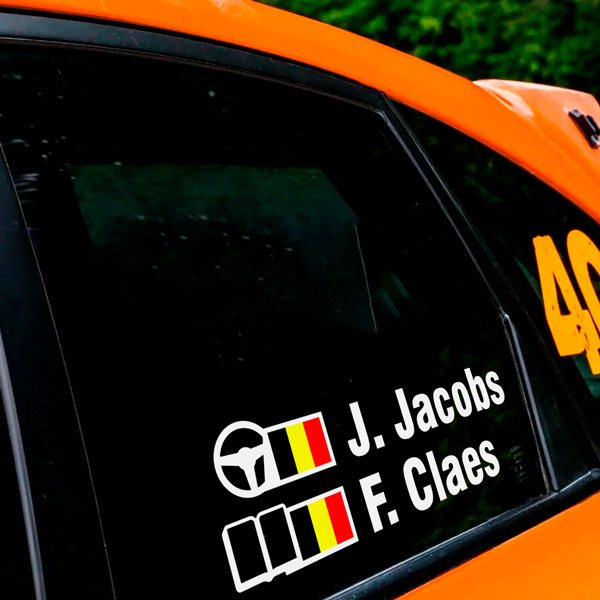 Autocollants: Nom et Drapeau de Belgique en Style Rally