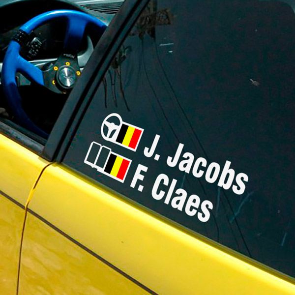 Autocollants: Nom et Drapeau de Belgique en Style Rally