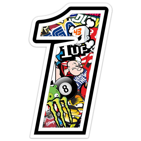 Stickers Numero De Course Autocollant numéro de course 1 Stickerbomb | WebStickersMuraux.com