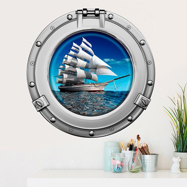 Stickers muraux: Hublot voilier