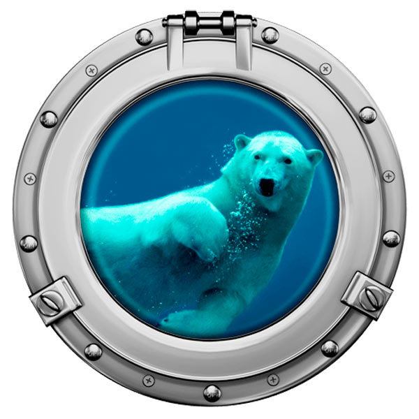 Stickers muraux: Hublot ours polaire nageant