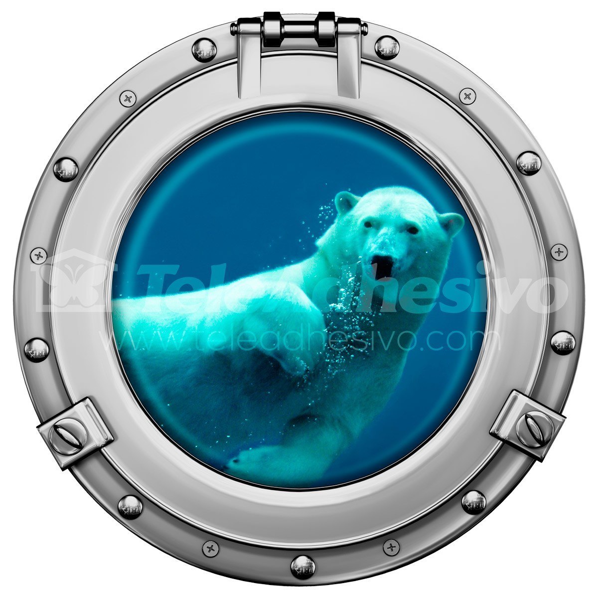 Stickers muraux: Hublot ours polaire nageant