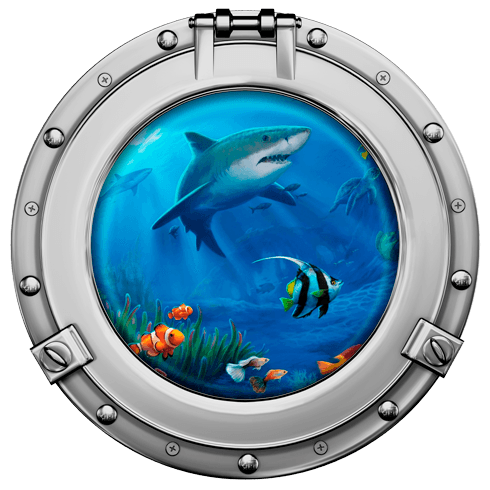 Stickers muraux: Hublot requins et poissons