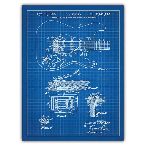 Stickers muraux: Fender Stratocaster guitare électrique bleu