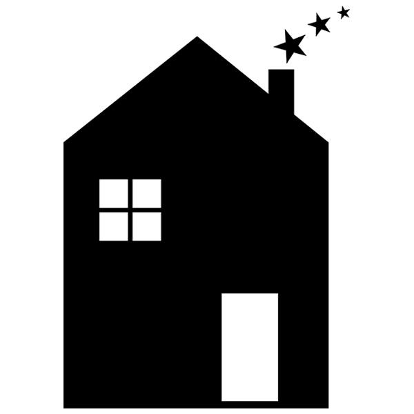 Stickers pour enfants: Tableau Noir Maison avec des étoiles