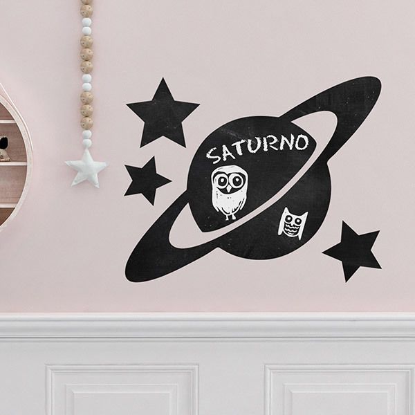 Stickers pour enfants: Tableau Noir planète Saturne