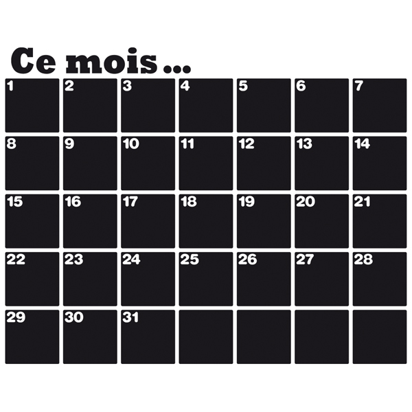 Stickers muraux: Chalkboard Calendrier des organisateurs français