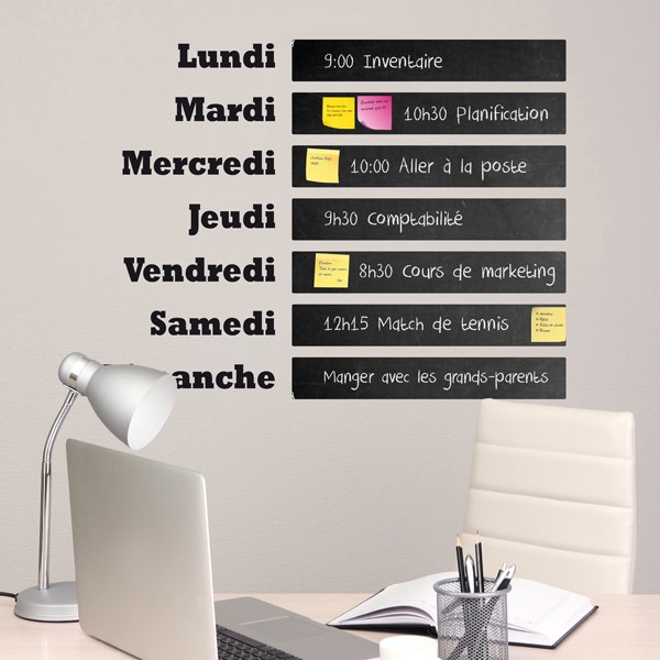 Stickers muraux: Chalkboard Agenda hebdomadaire Französisch