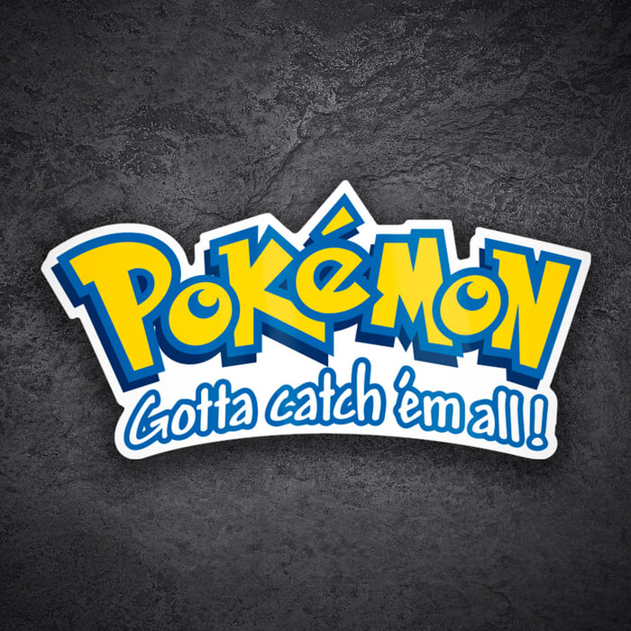Autocollants: Logo Pokémon avec slogan