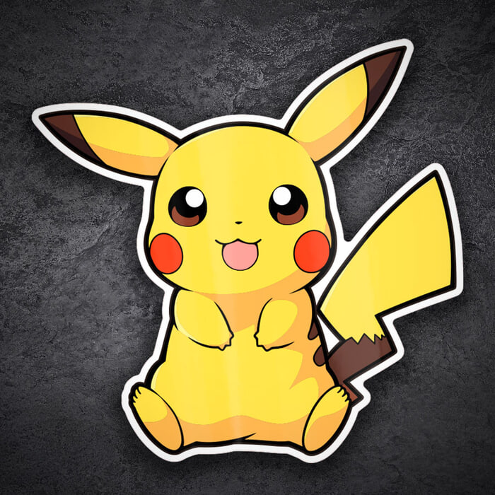 Autocollants: Pikachu assis kawaii Pokémon