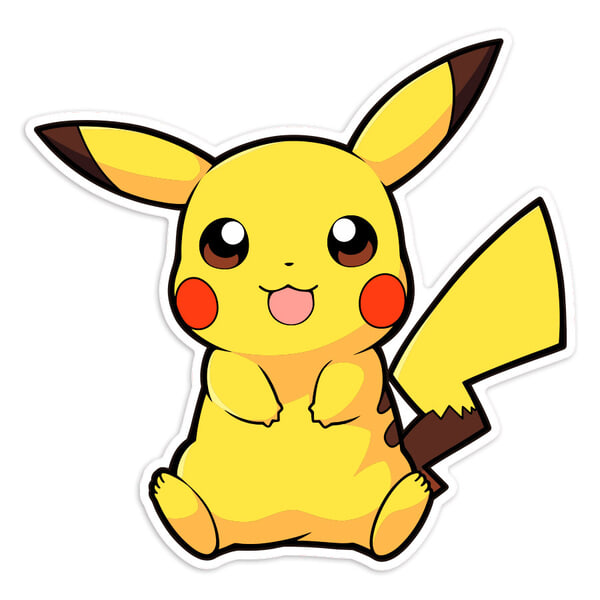 Autocollants: Pikachu assis kawaii Pokémon