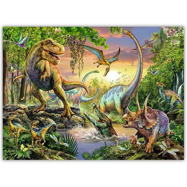 Stickers muraux: Poster adhésif Dinosaures dans la jungle