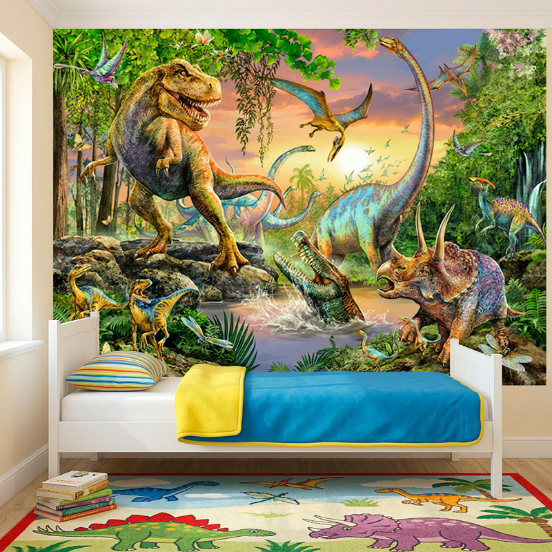 Poster adh&eacute;sif Dinosaures dans la jungle 3/8