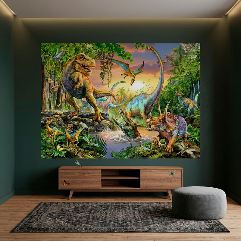 Poster adh&eacute;sif Dinosaures dans la jungle 4/8