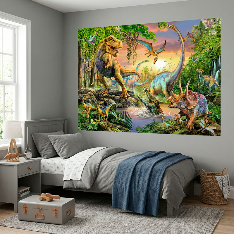 Poster adh&eacute;sif Dinosaures dans la jungle 7/8