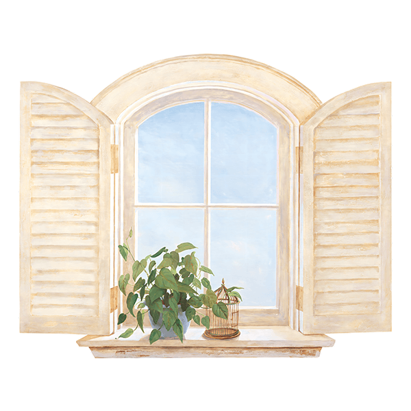 Stickers muraux: Fenêtre avec plante
