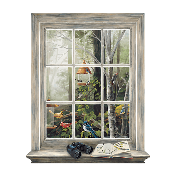 Stickers muraux: Fenêtre avec des oiseaux