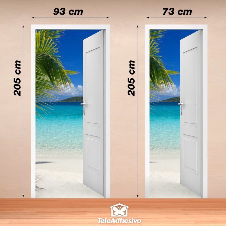 Stickers muraux: Palmier et plage à porte ouverte
