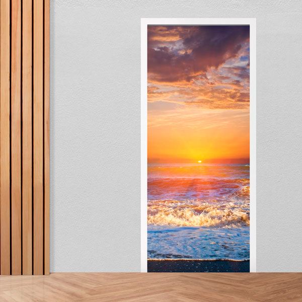 Stickers muraux: Porte coucher de soleil sur la plage