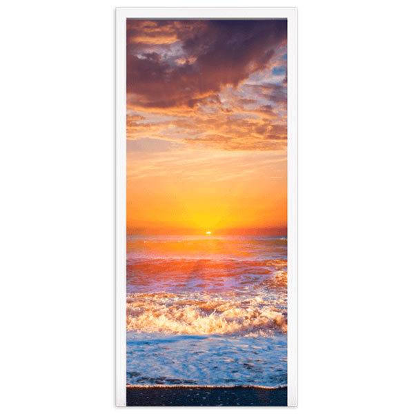 Stickers muraux: Porte coucher de soleil sur la plage